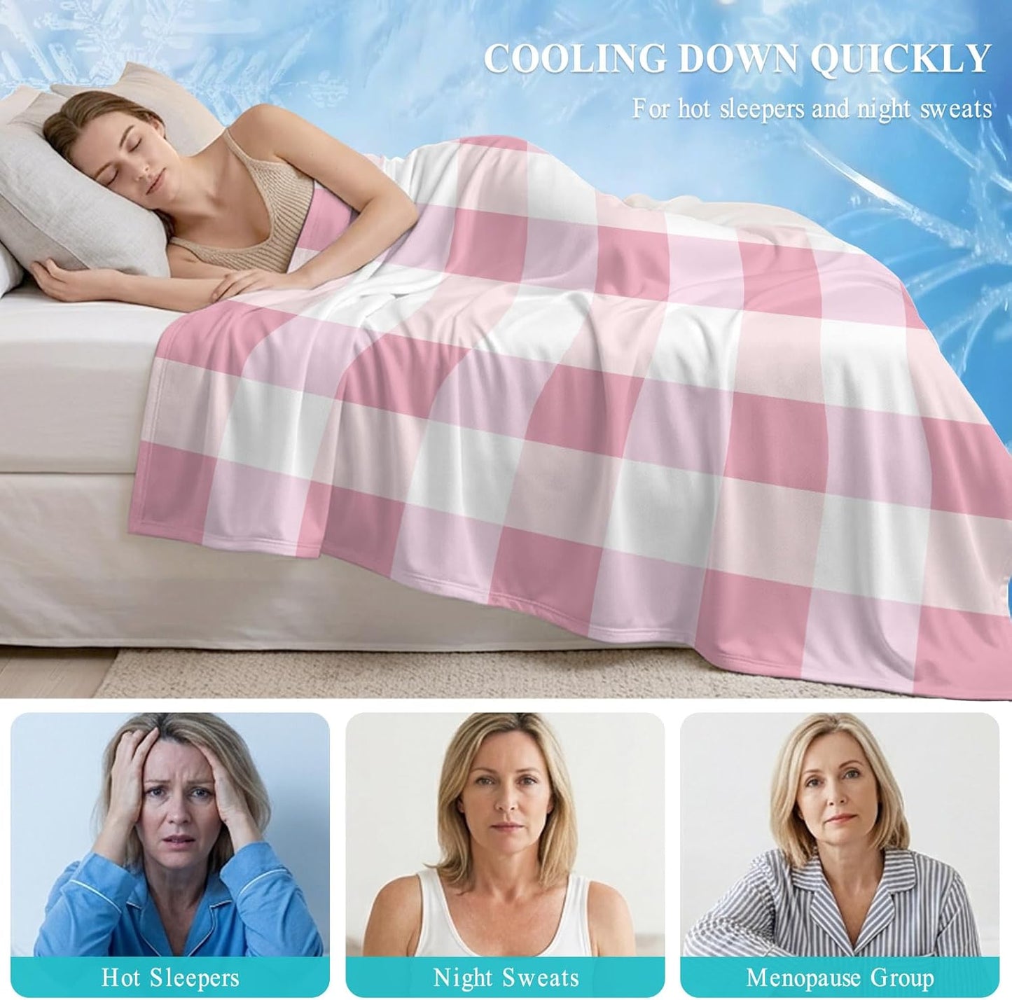 40"x60" Lap Cooling Blanket Pink Ice Silk Lightweight Breathable Soft Summer Blanket for Hot Sleepers Couch Bed Sofa Camping Plaid