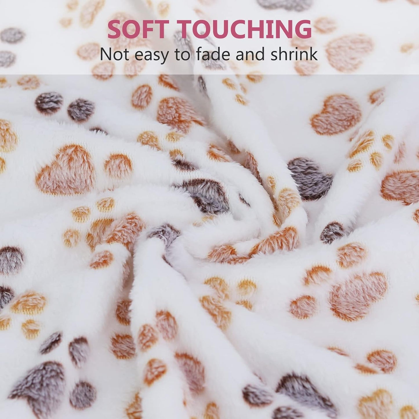 Comsmart Dog Blankets for Cat, Cute Paw Print Pet Bed Blanket, Soft Warm Fleece Throw Pet Blanket for Small Medium Large Dog, Puppy, Kitten, Guinea Pig (Brown/Pink/White, 1 Pack 3, 24 * 32in)