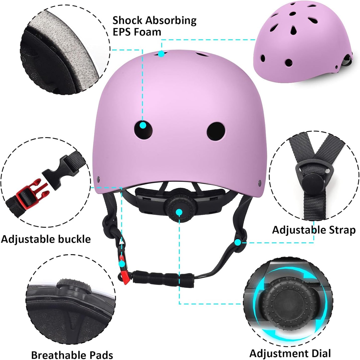 Kids Toddler Bike Helmet,2 Sizes Adjustable Youth Boys Girls Helmet Multi-Sports for Scooter Bicycle Skateboard Cycling Roller Inline Skating
