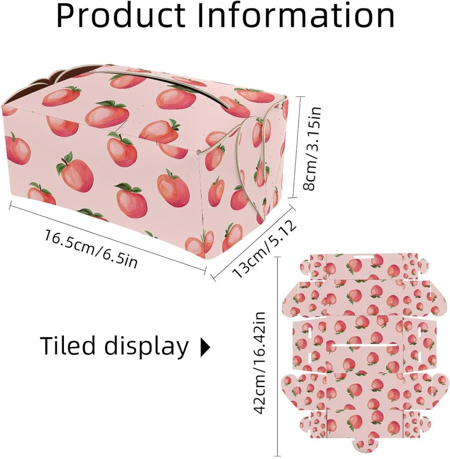 Pink Peach Tissue Box Cover Rectangle, PU Leather Tissue Box Holder for Bathroom NightStands Livingroom, Decorative Tissue Holder