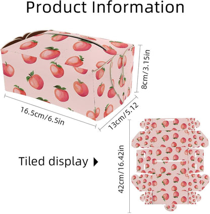 Pink Peach Tissue Box Cover Rectangle, PU Leather Tissue Box Holder for Bathroom NightStands Livingroom, Decorative Tissue Holder