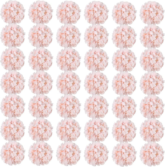 Auihiay 64pcs Hydrangea Artificial Flowers, Silk Hydrangea Heads with Stems, Pink Hydrangea Flowers for DIY Wedding Centerpiece Baby Shower Home Party Decor (Pink)