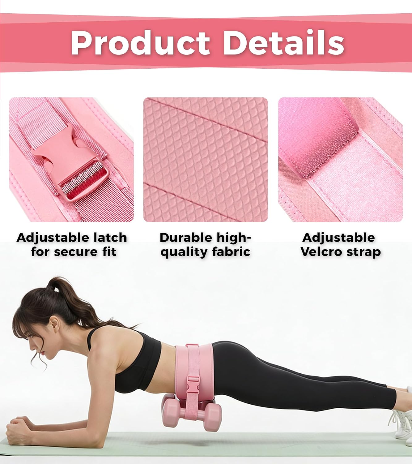 Hip Thrust Belt for Dumbbells, Kettlebells & Plates, Adjustable Booty Belt with Slip-Resistant Padding, Comfortable Glute Bridge Weight Belt for Home & Gym Workouts