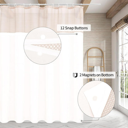 MitoVilla Pink Waffle Shower Curtain with Snap-in Liner, Modern Waffle Weave Fabric Shower Curtain for Luxury Hotel & Spa Bathroom Decor, 72 x 72, Blush Pink