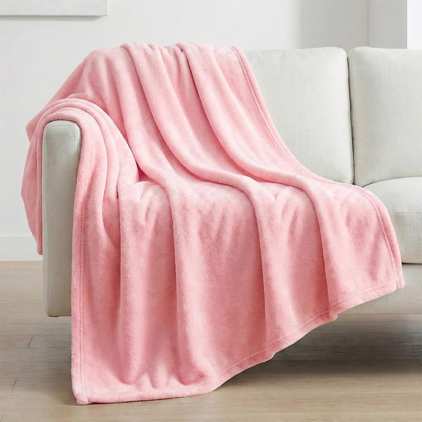 DEZ FURNISHINGS Velvet Plush Blanket, Super Soft, for Couch, Bed, All Season Use, Throw (50" x 60"), Candy Pink