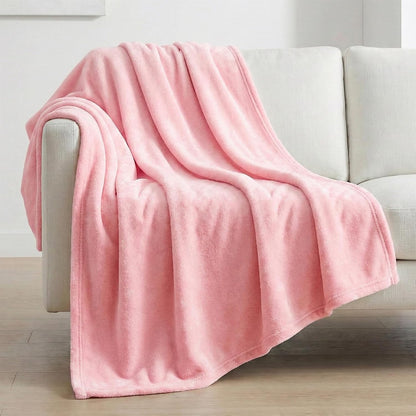 DEZ FURNISHINGS Velvet Plush Blanket, Super Soft, for Couch, Bed, All Season Use, Throw (50" x 60"), Candy Pink