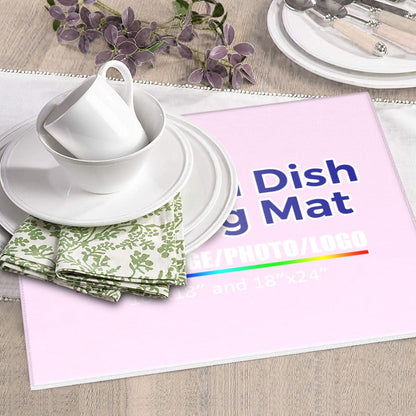 Custom Dish Drying Mat for Kitchen Personalized Add Photo Text Logo Drying Mat Dish Rack Pad Absorbent Kitchen Counter Drying Mat Light Pink 16"x18"