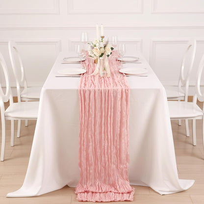 3 Pack Peach Pink Cheesecloth Table Runner 120 Inch 10FT Cheese Cloth Fabric Runners for Baby Shower, Valentine's Day, Wedding Decoration, Birthday Party