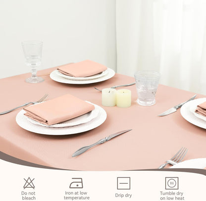 Romanstile Rectangle Pink Tablecloth - Waterproof and Wrinkle Resistant Washable Polyester Table Cloth for Kitchen Dining/Party/Wedding Indoor and Outdoor Use (52 x 70 inch)