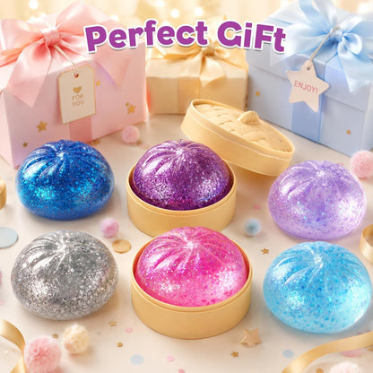 Sugar Dumpling Squishy Mystery Box - Cute Viral Squishy Dumpling Toy, Slow Rising Fidget Squeeze Toys for Stress Relief, Perfect for Desk Toys & Party Favors(Flash Pink)