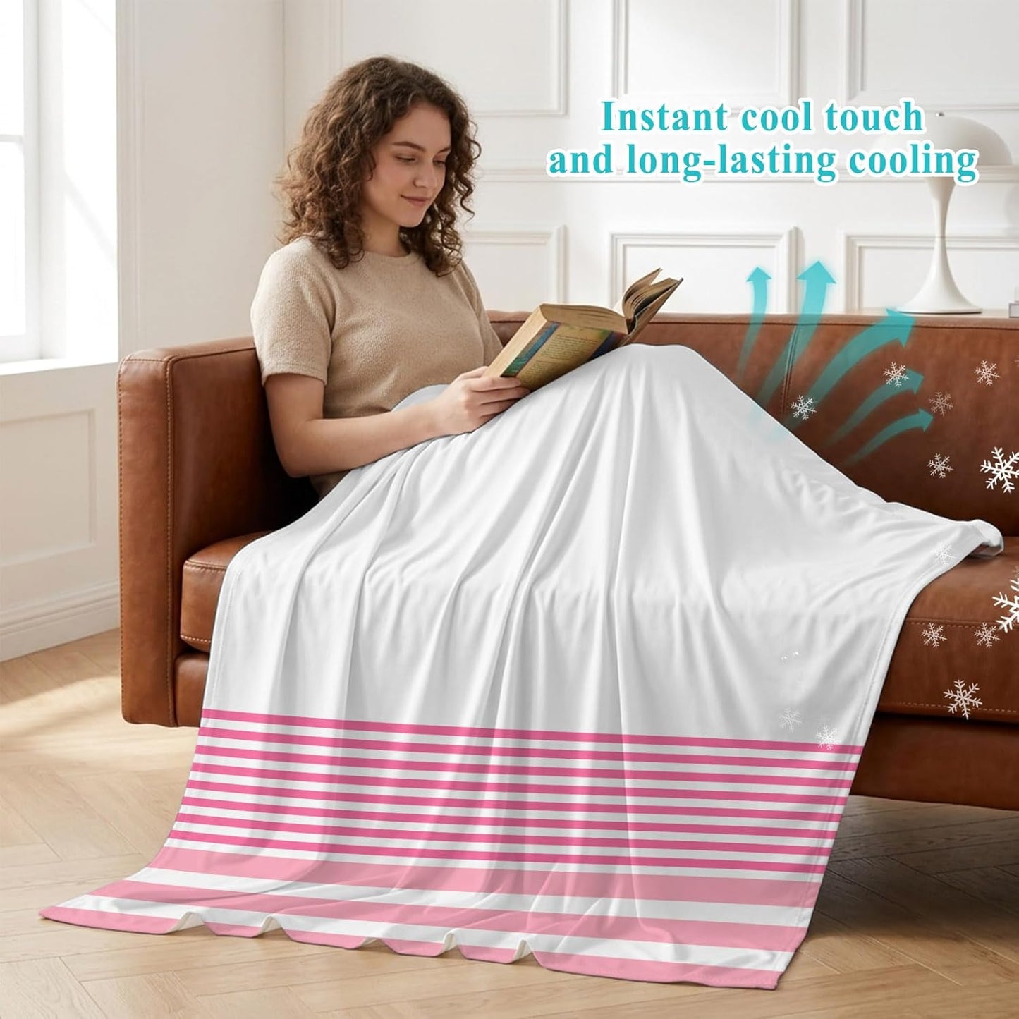 Cooling Blanket for Hot Sleepers Pink Stripe Lightweight Breathable Double Sided Summer Blanket Classic Style Cooling Throw Blanket for Couch Bed Night Sweats 30"x40"