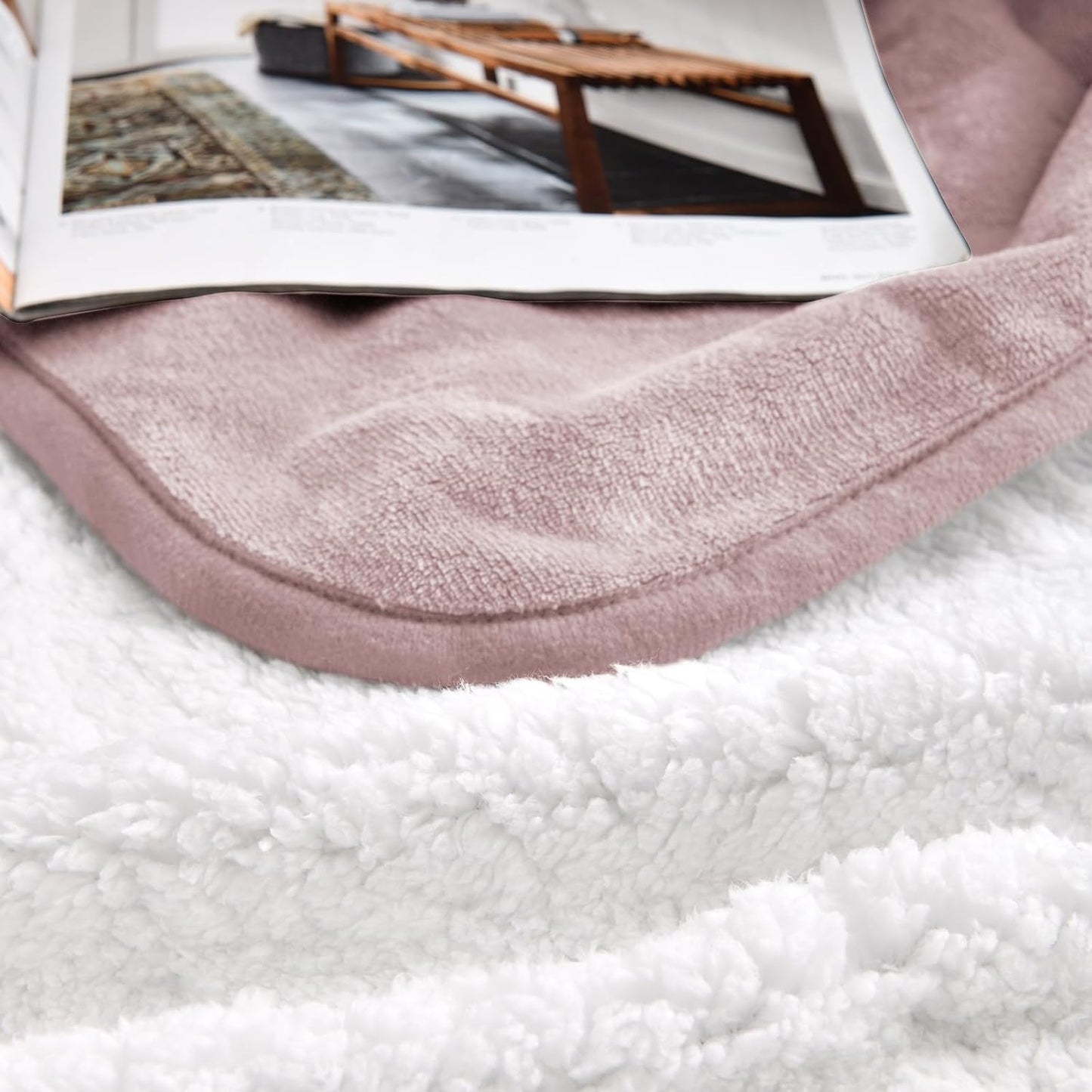 Waterproof Blanket for Bed Couch Sofa, Soft Liquid Pee Proof Pet Blanket for Dog Puppy Cat, Reversible Sherpa Fleece Furniture Protector (Dusty Pink, 60x80 inches)