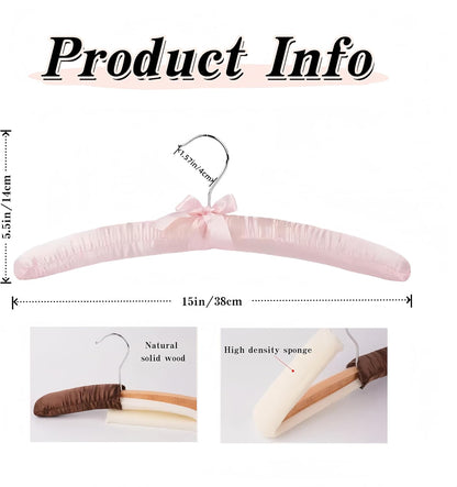 10 Pcs Satin Padded Hangers for Women Clothing, Sweater Hangers No Bump，Anti Slip Cushioned Hangers for Sweaters, for Clothes Sweaters Dresses Suits (10, Light Pink)