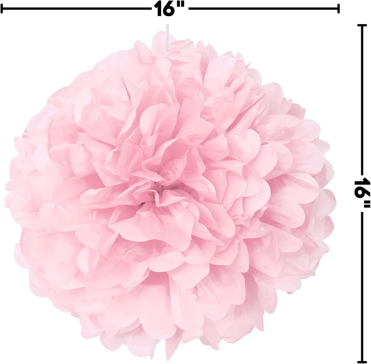 Lovely Pink Solid Hanging Tissue Pom Poms,16", Elegant & Versatile Decor - Perfect for Weddings, Baby Showers, Parties & Events