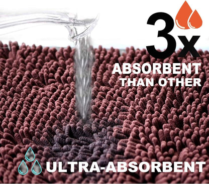 Chenille Bathroom Rugs Set 3 Piece Bath Mats for Bathoom Non-Slip Luxury Bathroom Rug Extra Soft and Absorbent Shaggy Rugs Washable Dry Plush Area Carpet