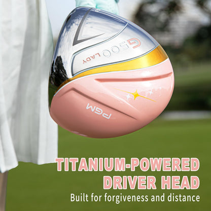 PGM Women's Golf Clubs Full Set for Right Handed with Driver Woods Hybrid Irons Wedges Putter, Lady Flex Complete Golf Set for Beginner to Intermediate Golfers with Headcovers and Club Bag