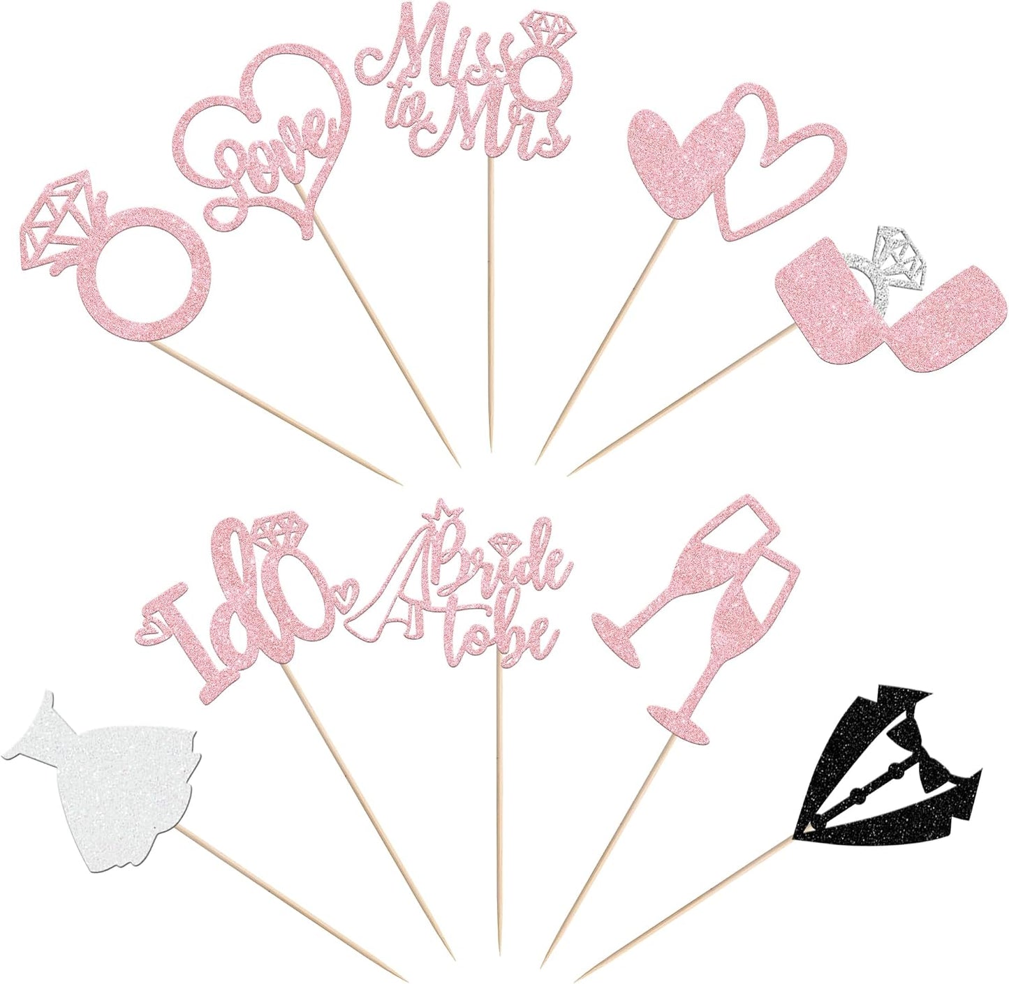 10 PCS Bride to Be Centerpiece Sticks Wedding Table Flower Centerpieces Sticks I Do Love Heart Ring Miss to Mrs Floral Decorations for Wedding Engagement Bridal Shower Party Supplies Pink