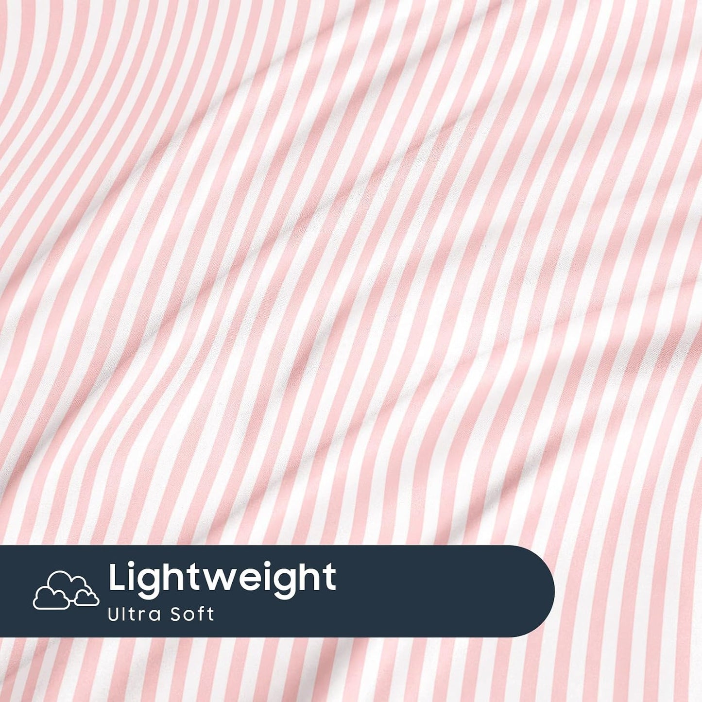 Wake In Cloud - Striped Pillow Cases, Ticking Vertical Pin Stripe Modern Farmhouse Pattern Printed, Set of 2 Soft Pillowcases Pillow Shams Covers, Pink White, Standard Size 20x26 Inches
