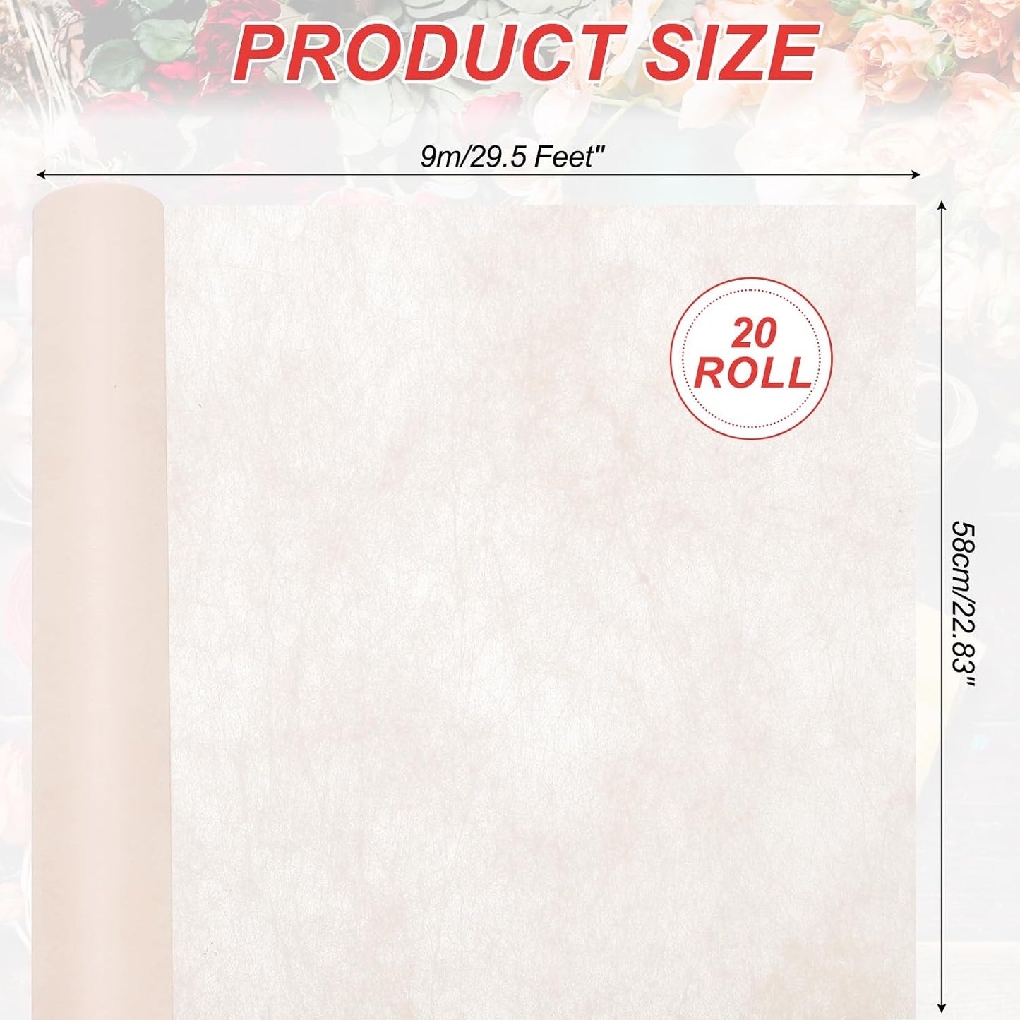 PATIKIL Flower Wrapping Paper 22.83 Inch, 20 Pcs Cotton Wrapping Flower Paper Tissue Paper for Flower Bouquet Gift Wrapping Valentine's Day Graduation Gift Floral Wrap, Rose Pink