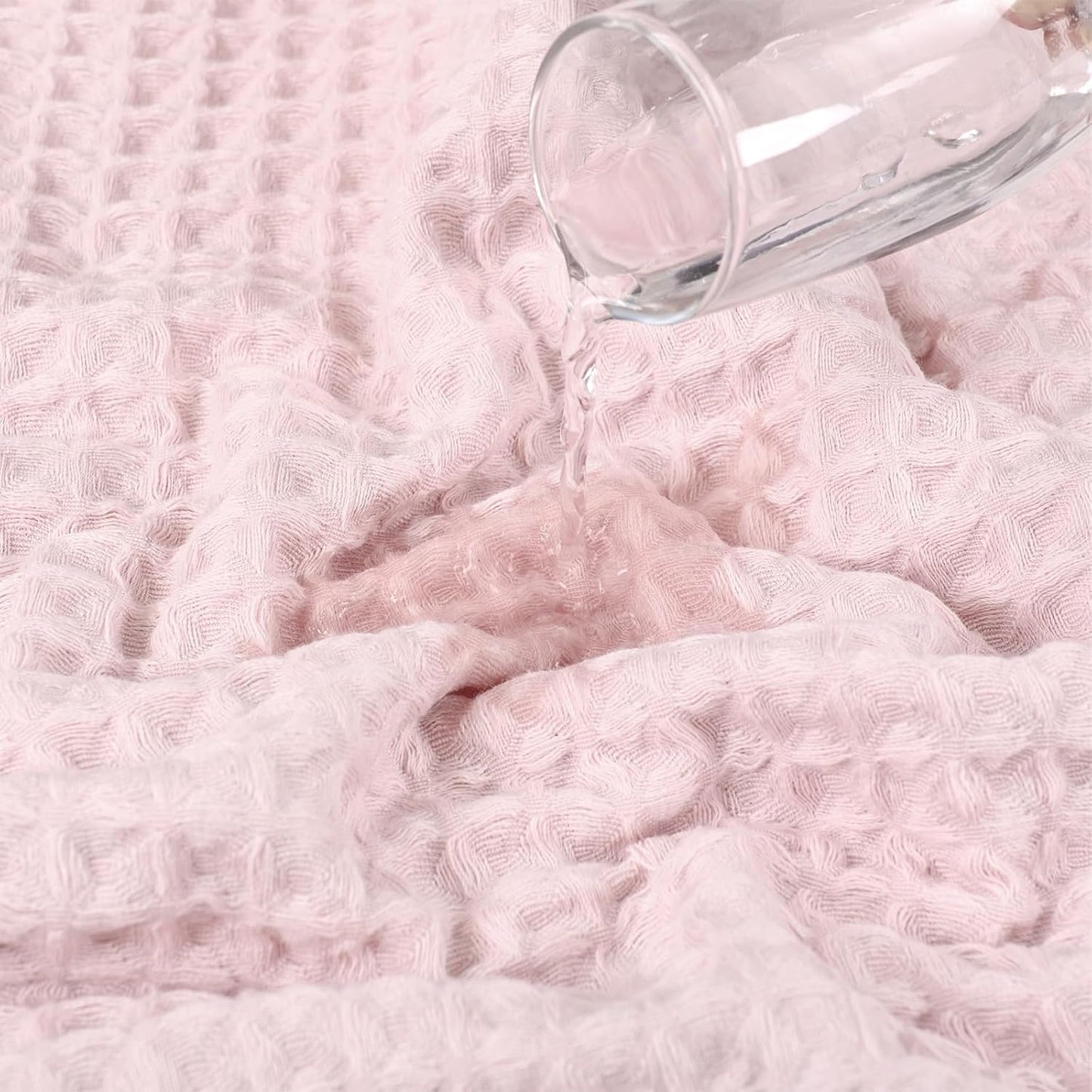 4 Piece Light Pink Waffle Bath Towel Set, 27x54 in Extra Large Bathroom Shower Towels, 100% Cotton Ultra Soft Bath Towel, Highly Absorbent Quick Drying Towels for Bathroom Gym Hotel and Spa