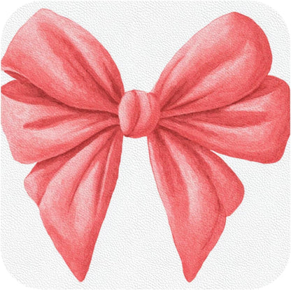 Watercolor Cute Bow Light Red and Pink Drinks Coasters Set of 4 Leather Drink Coasters for Tabletop Protection Heat Resistant Bar Cup Mat Pad