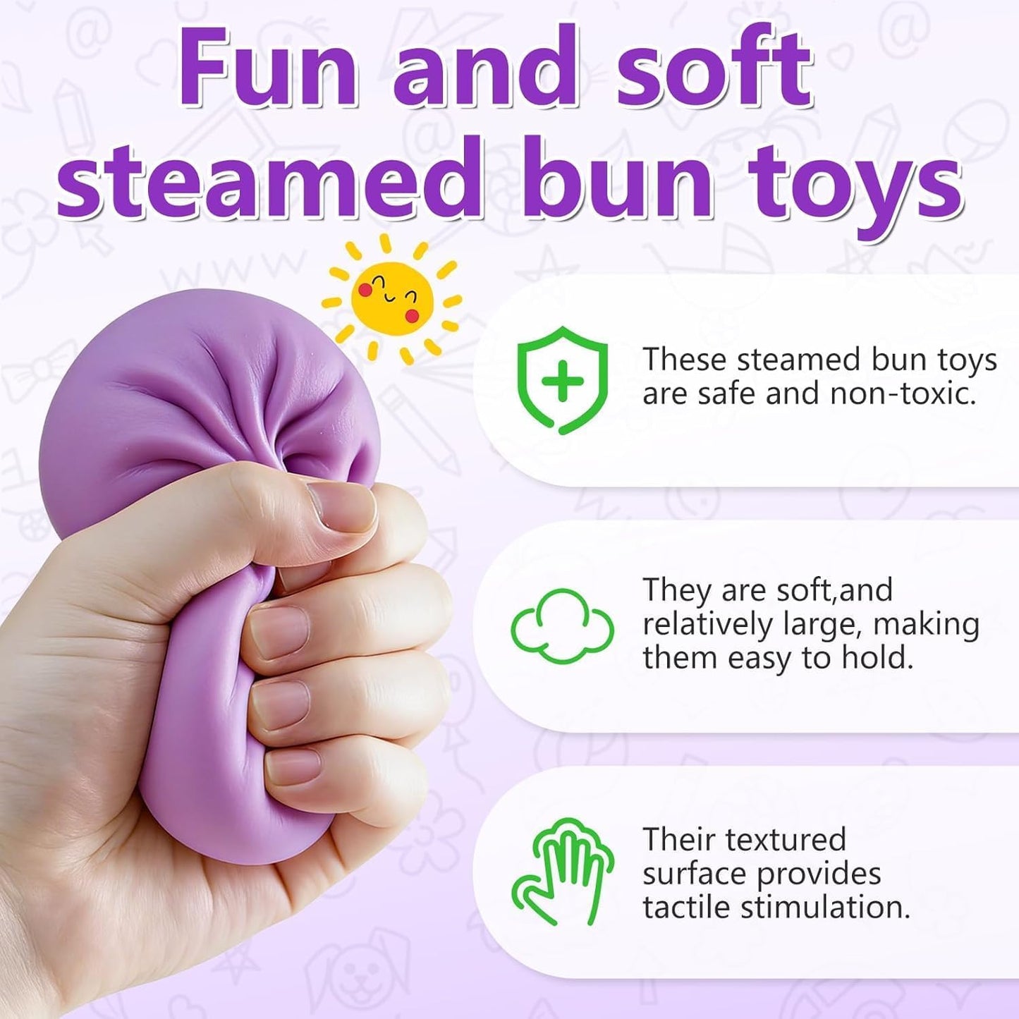 Dumpling Squishy, Mystery Squishy Dumpling Box, Soft Squeeze Dough Ball for Stress Relief, Stretchy Bun with Mini Food Steamer Desk Fidget Toy for Adults Office Home (Pink)