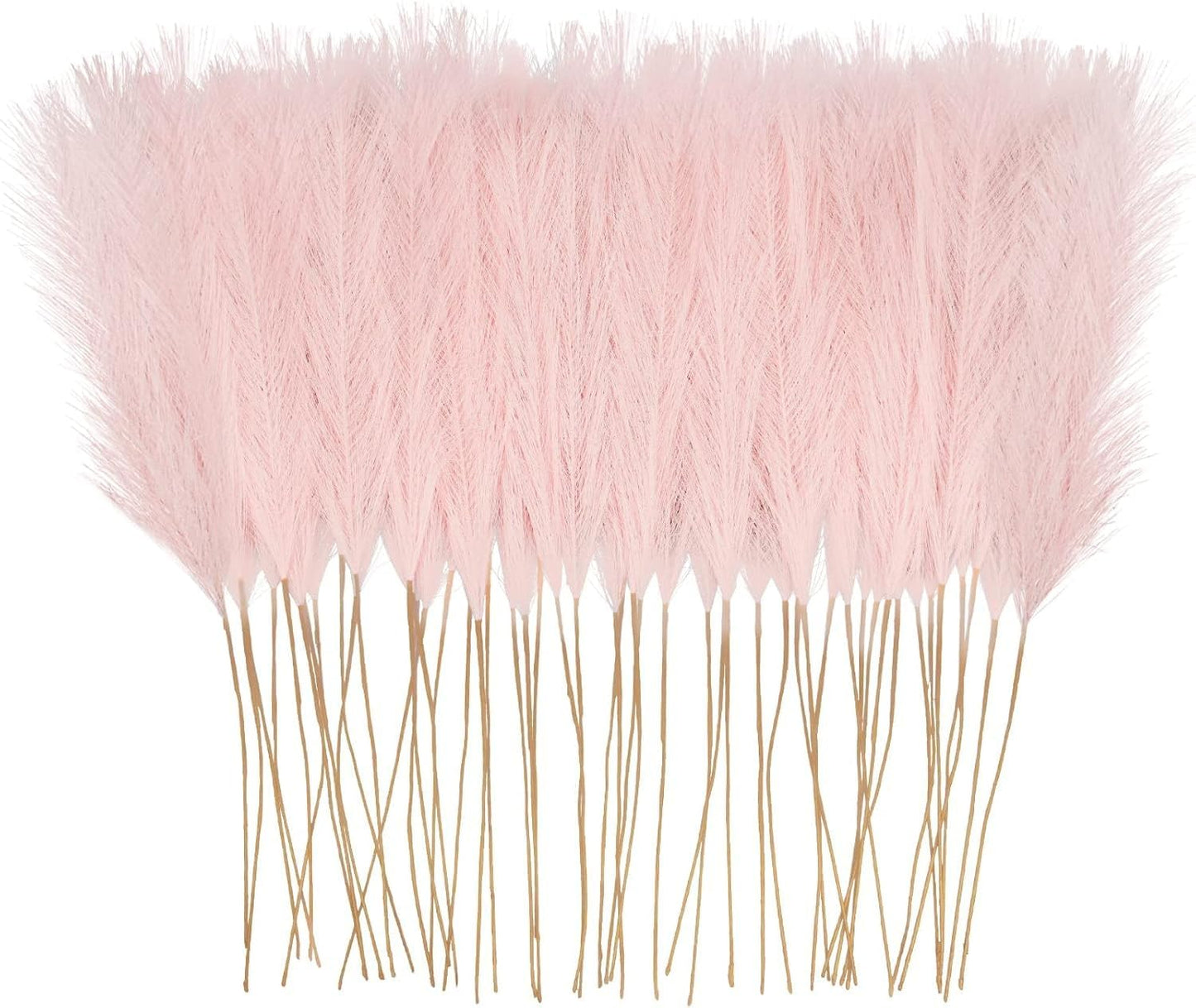 obbsie 150pcs Pink Faux Pampas Grass Decor, 21.6" Short Artificial Pompous Grass Floral Pink Flowers Branches Vase Filler Flower Arrangement for Home Wedding Boho Outdoor Decor