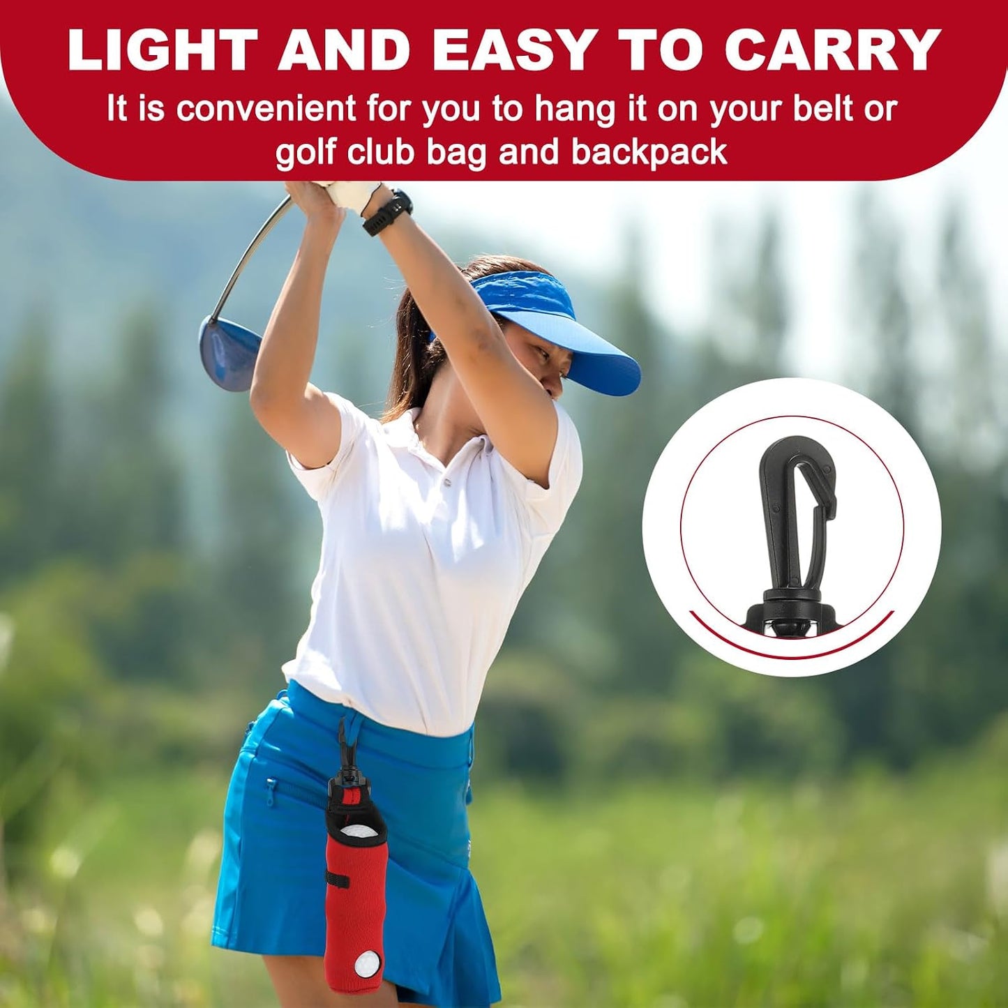 uxcell Golf Ball Carry Bag, Waist-Mounted Storage Bag Neoprene Golf Tee Holder Pouch with Lightweight Hook for Men and Women