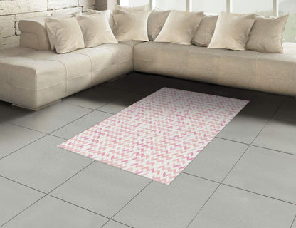 Lunarable Abstract Area Rug, Rhythmic Print of Zigzag Random Geometry Motifs Print on Plain Backdrop, Flat Woven Accent Rug for Living Room Bedroom Dining Room, 4' X 5' 7", White Rose and Peach