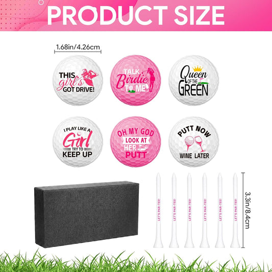 13 Pcs Golf Gifts for Women, Pink Funny Golf Balls for Women with Tees and Gift Box, Golfing Lovers Golfers Balls, Birthday Festival Gifts for Golfers Friend Mom Coworker Employee