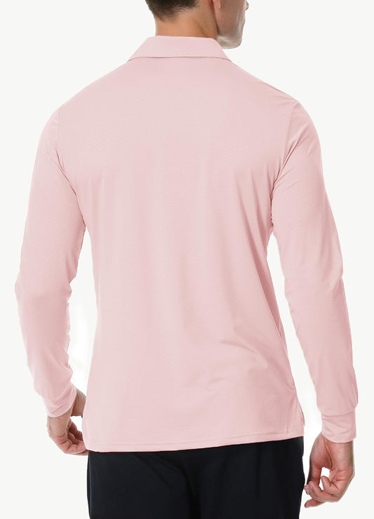 JWM Men's Long Sleeve Golf Polo Shirts - Athletic Casual Travel Performance Collar Shirts Lightweight Quick Dry UPF50