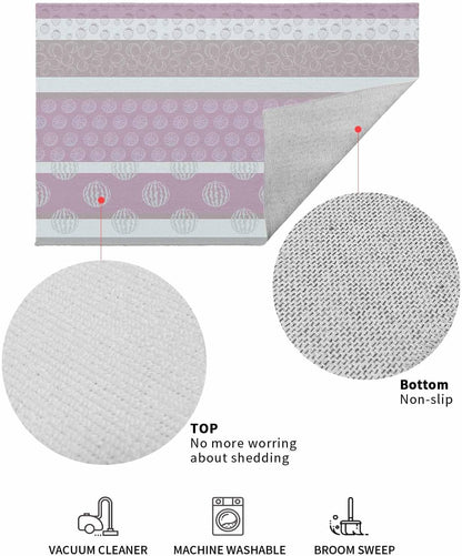 Farm Fruits Door Mat Indoor/Outdoor Entrance, Non Slip Welcome Floor Mats, Watermelon Lemons Peach Pink Grey Striped Absorbent Rug Shoes Scraper Low Profile Front Door Mat for Patio Porch 18"x30"