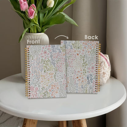 Cute Spiral Notebook Journal for Women, Floral Pastel Pretty A4 Hardcover Spiral Notebook for Women School Aesthetic Pink Journal for Teen Girls - A4 8.5"x11" [Hardcover-spiral]