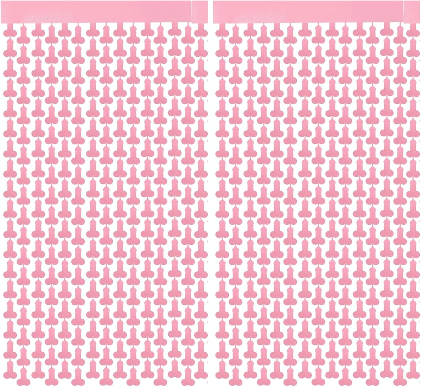 Funny Shape Fringe Curtains, Hanging Foil Streamers Backdrop for Girls Night, Bachelorette Party, Bachelor Party,Hen Parties Bridal Shower,Bachelorette Decor 2 Pack 3.2 x 6.6 FT(Pink)