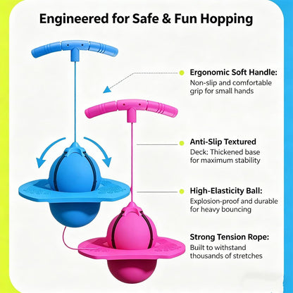 Moonycozy Jumping Ball, Balance Jumping Ball with Handle and Ball Pump, Childrens Balance Jumpings Ball with Handle, 2‑in‑1 Pogo Jumper & Balance Ball, Safe and Fun Bouncing Ball for Kids (Pink)