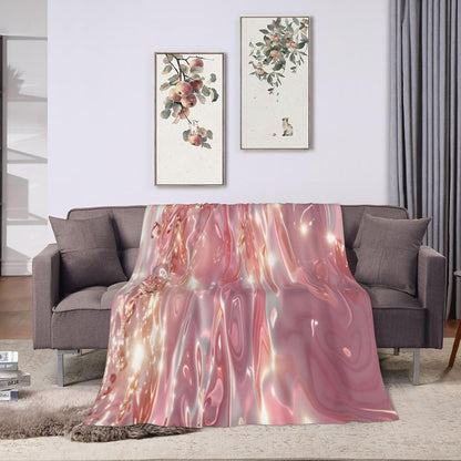 Pink Shiny Water Ripples Throw Blanket 80"X60" All Season Cover Ultra Soft Fleece Fuzzy Fannel Blankets for Couch,Bed Living Room Travel & Home Decor