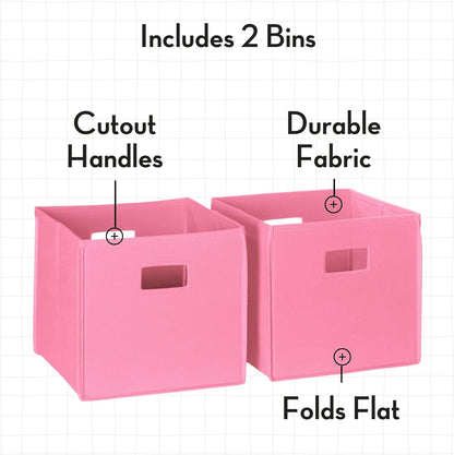 RiverRidge Folding Storage Bins with Handles Pink Cube Storage Organizer for Closet, Bedroom & Playroom - Closet Organizers and Storage Set of 2