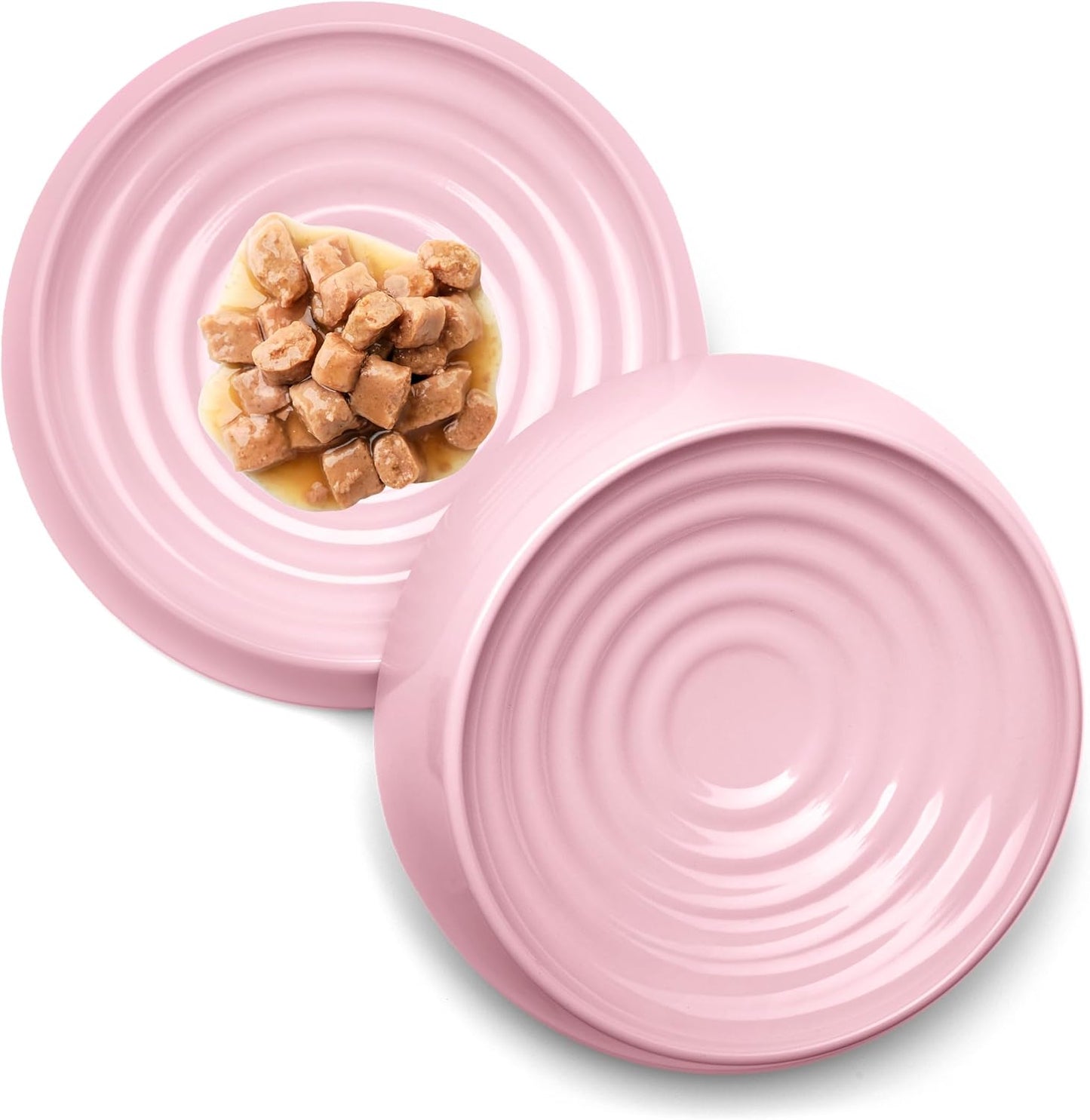 CatGuru Cat Bowls, Whisker Friendly Food Bowl for Indoor Cats, Reliefs Whisker Fatigue, Wide Kitten Dish, Non Slip Pet Dishes, Shallow Pet Plates (Pink, (Pack of 2))