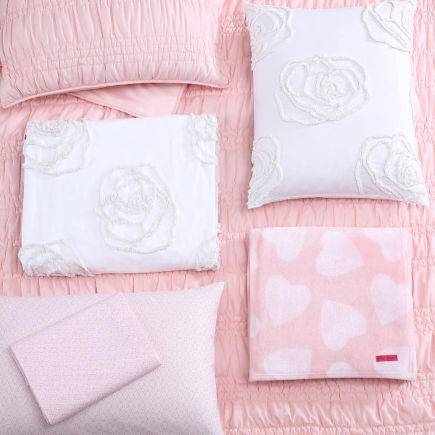 Betsey Johnson- Full Bed Sheets, Cotton Percale Bedding Set, Crisp & Cool, Lightweight & Breathable (Diamond Lace Pink, Full)