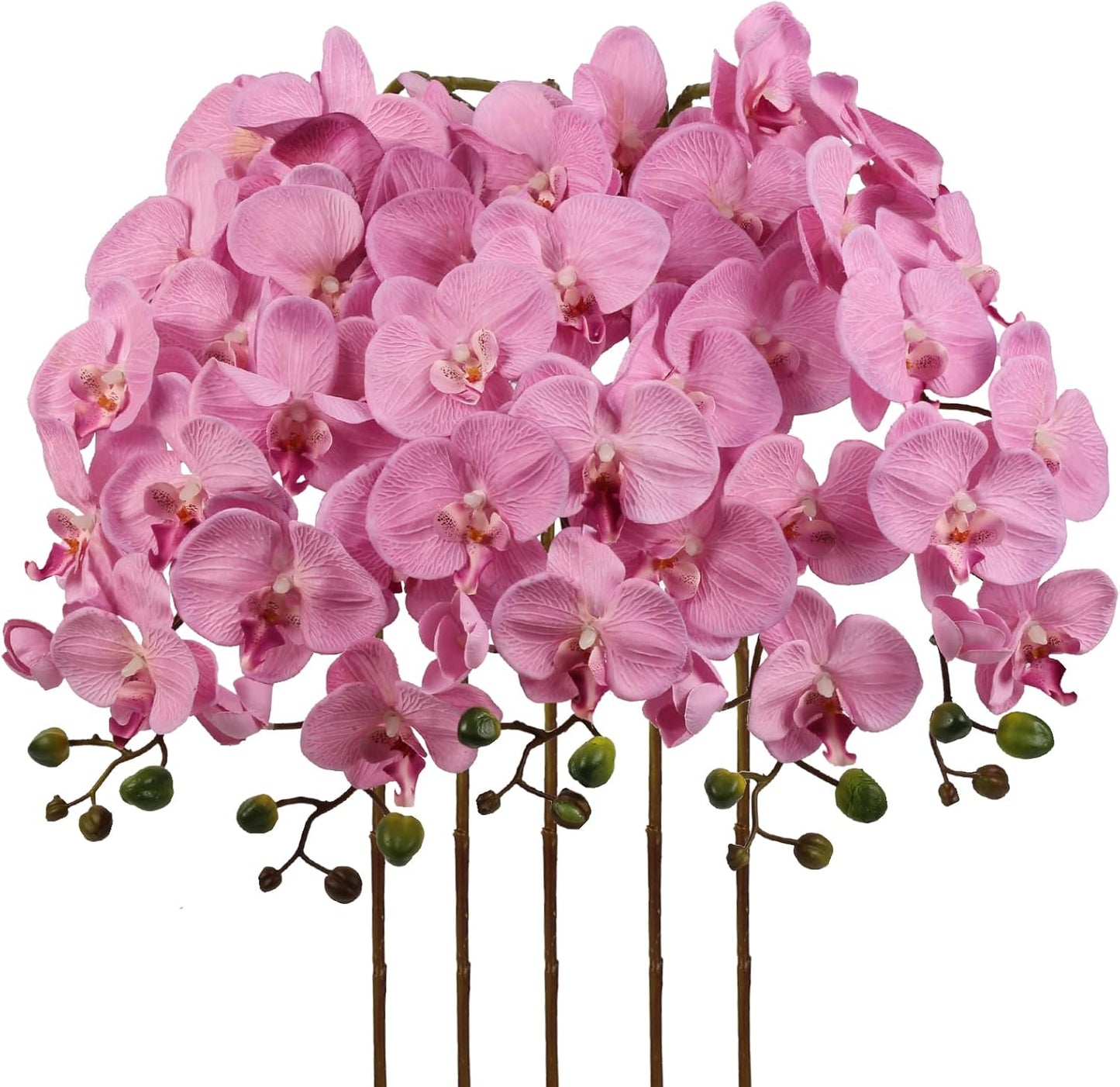 IPOPU 40.16" Pink Orchid Artificial Flowers 5PCS Fake Silk Orchids Faux Orchid Stems Phalaenopsis Branches for Tall Vase for Bridal Shower Home Party Wedding Decoration (Pink)