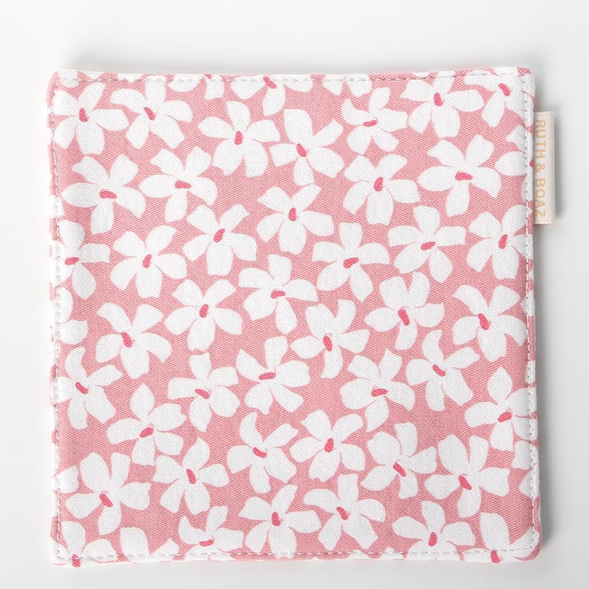RUTH&BOAZ Floral, Animal, Tiedye 100% Cotton Fabric Coasters for Drinks and Home Dinners/Set of 6/4" Square (CHERRY BLOSSOMS PINK)