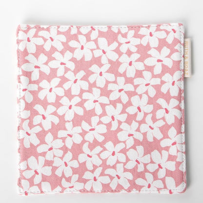 RUTH&BOAZ Floral, Animal, Tiedye 100% Cotton Fabric Coasters for Drinks and Home Dinners/Set of 6/4" Square (CHERRY BLOSSOMS PINK)
