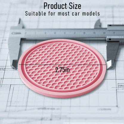 Car Cup Holder Coaster 4 Pack - Non Slip & Shockproof,Flexible PVC Rubber Insert for Car/Truck/SUV/Van (2.75"x0.2") Universal Fit Auto Cup Holders Accessories for Women and Man (Pink)