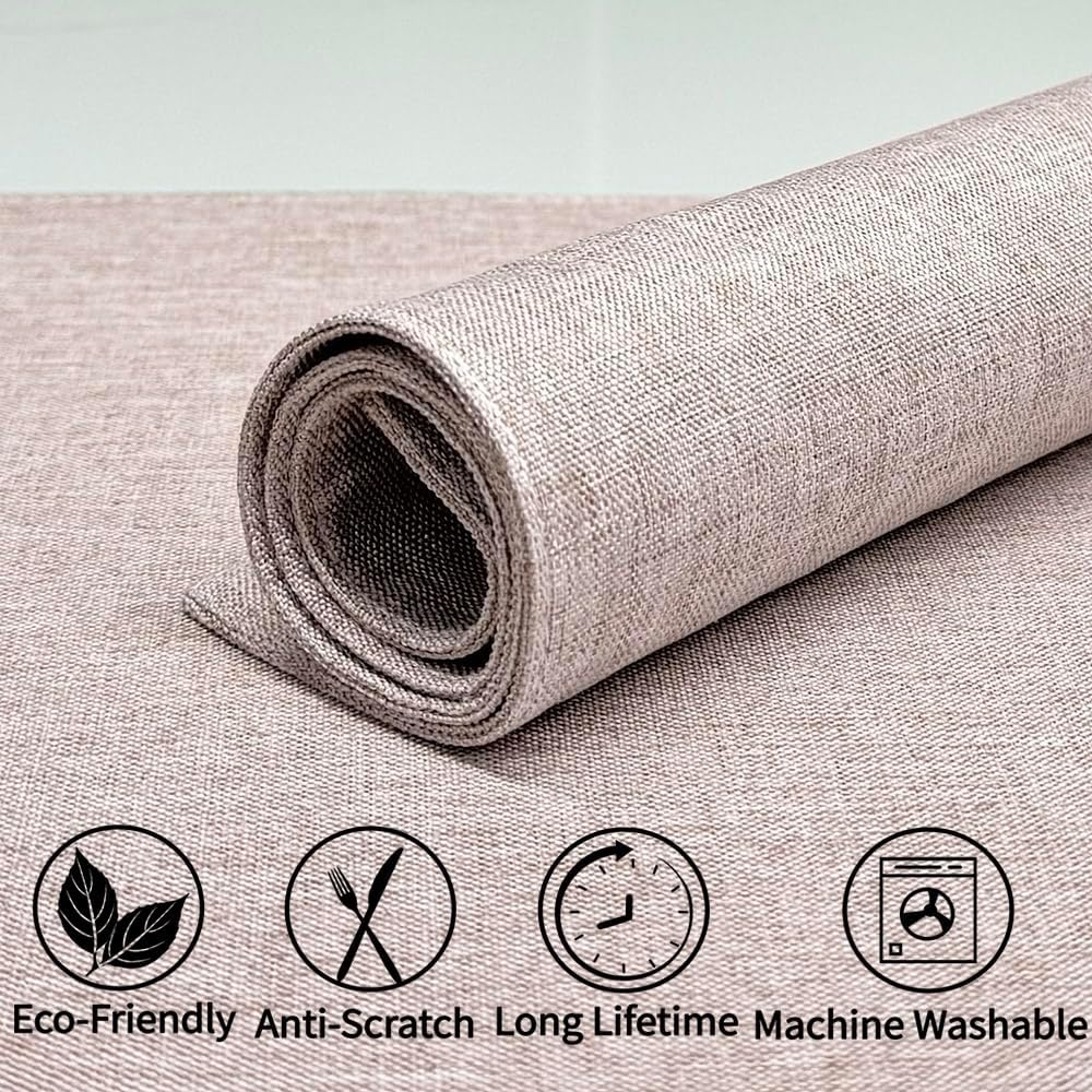 LoveNova Placemats Set of 6, Place Table Mats Indoor, Cloth Placemats Washable, Dinner Placemats Heat Resistant, Faux Linen Dining Table Placemats, 6pc, Light Pink, 13 x 19inch