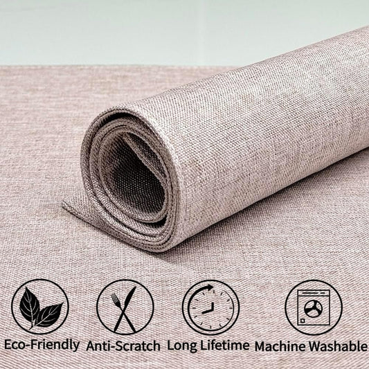 LoveNova Placemats Set of 6, Place Table Mats Indoor, Cloth Placemats Washable, Dinner Placemats Heat Resistant, Faux Linen Dining Table Placemats, 6pc, Light Pink, 13 x 19inch