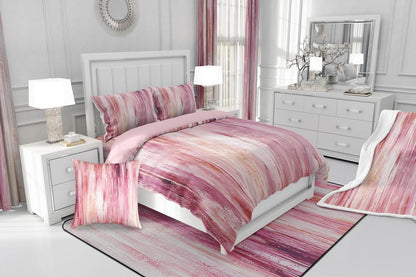 Erosebridal Abstract Brush Stroke Living Room Rugs Non Slip 6'6" X 4'11" Pink Artistic Striped Area Rug Modern Minimalist Oil Painting Style Decorative Carpetss Geometric Aesthetic Indoor Floor Mat