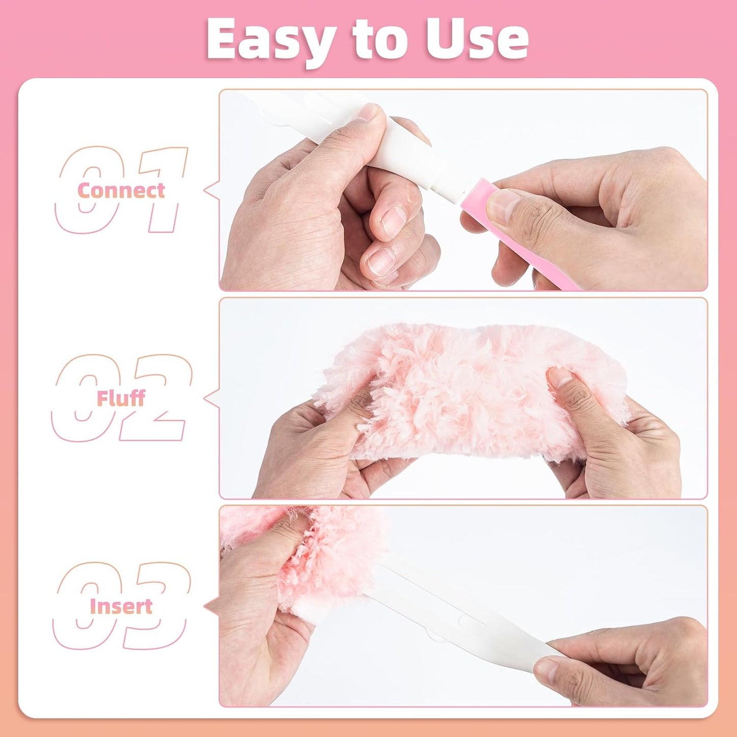 30 Count Pink Duster Refills Compatible with Swiffer Handle, 360° Multi-Surface Duster Refills with 1 Handle, 5X Microfibers Disposable Dusters for Home, Office Cleaning