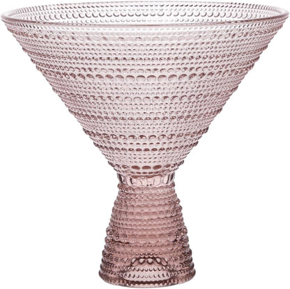 Fortessa Jupiter Beaded Hobnail Glass, 11.5 Ounce Martini (Set of 4), Pink