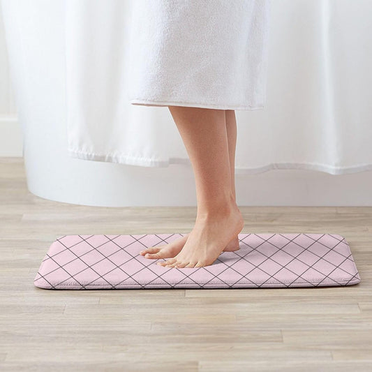 Bathroom Rugs Non Slip Washable 20 x 31.5 Inch - Checkered Pink Pattern Print Kitchen Mats for Floor, Area Rugs for Entryway Mats Indoor, Bathroom Laundry Room Door Rug with Rubber Backing