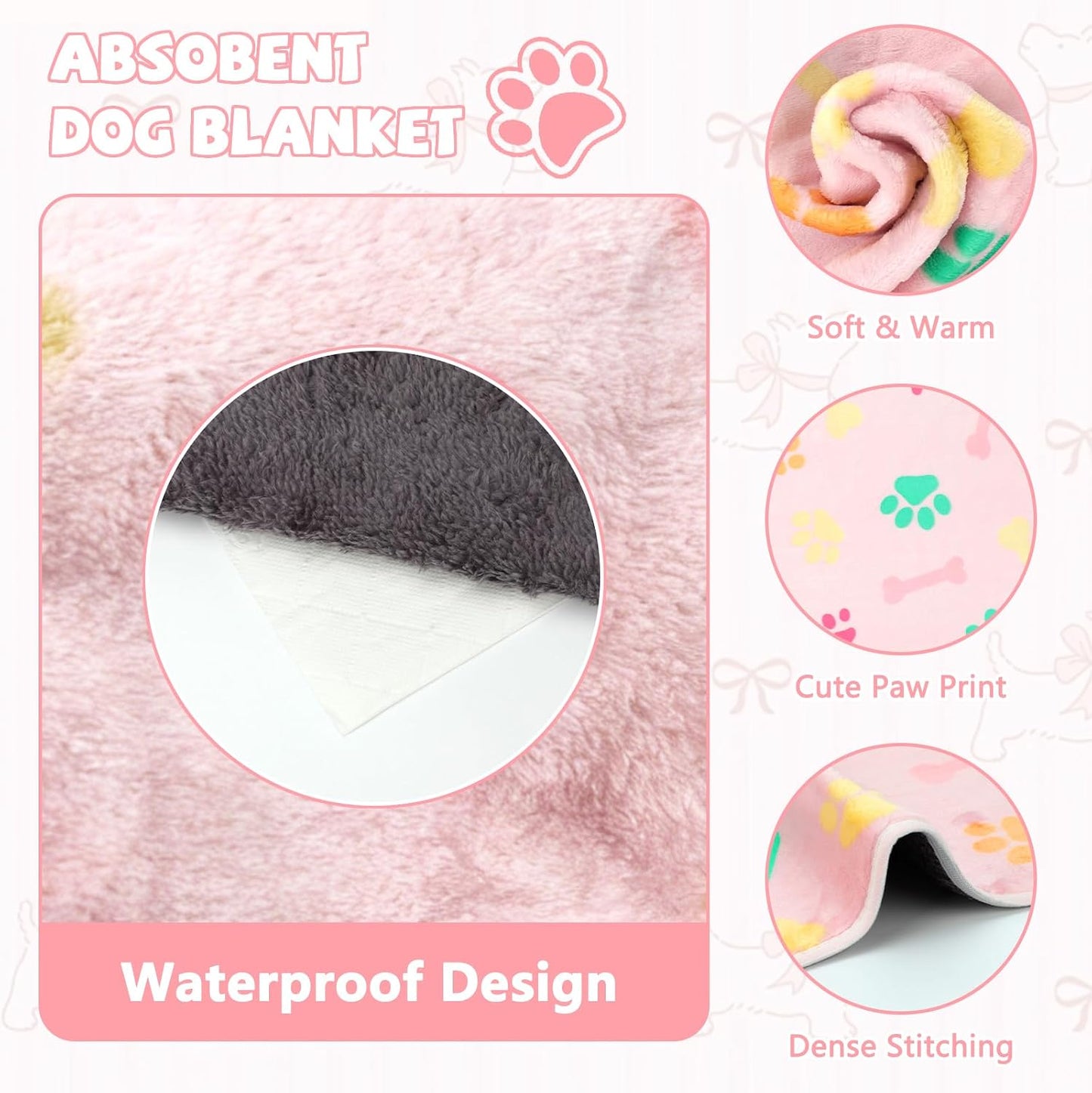 YUEPET Waterproof Dog Blankets, 2 Pack Washable Dog Blankets for Bed Couch Sofa Protector Fleece Flannel Puppy Blanket Soft Plush Reversible Throw Blanket for Medium Dogs Cats 30"×20"(Pink+Brown)